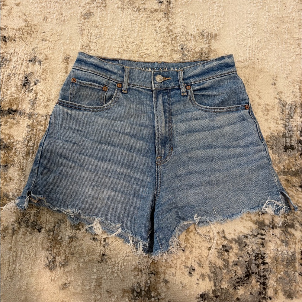 American Eagle Outfitters Light Blue High-Rise Denim Cutoff Shorts
